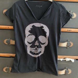 Zadig & Voltaire Tunisian Skull Black Cap-Sleeve Top, XS